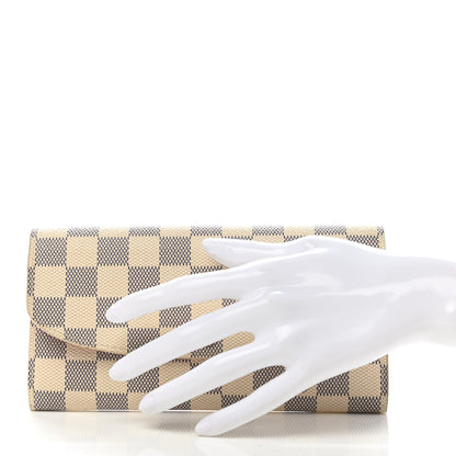 Louis Vuitton Damier Azur Emilie Wallet Rose Ballerine 2 of 8