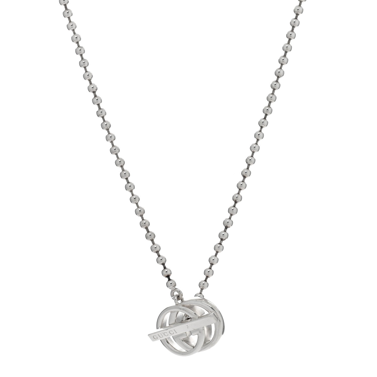 Gucci Sterling Silver Interlocking G Brit Toggle Necklace 1 of 4