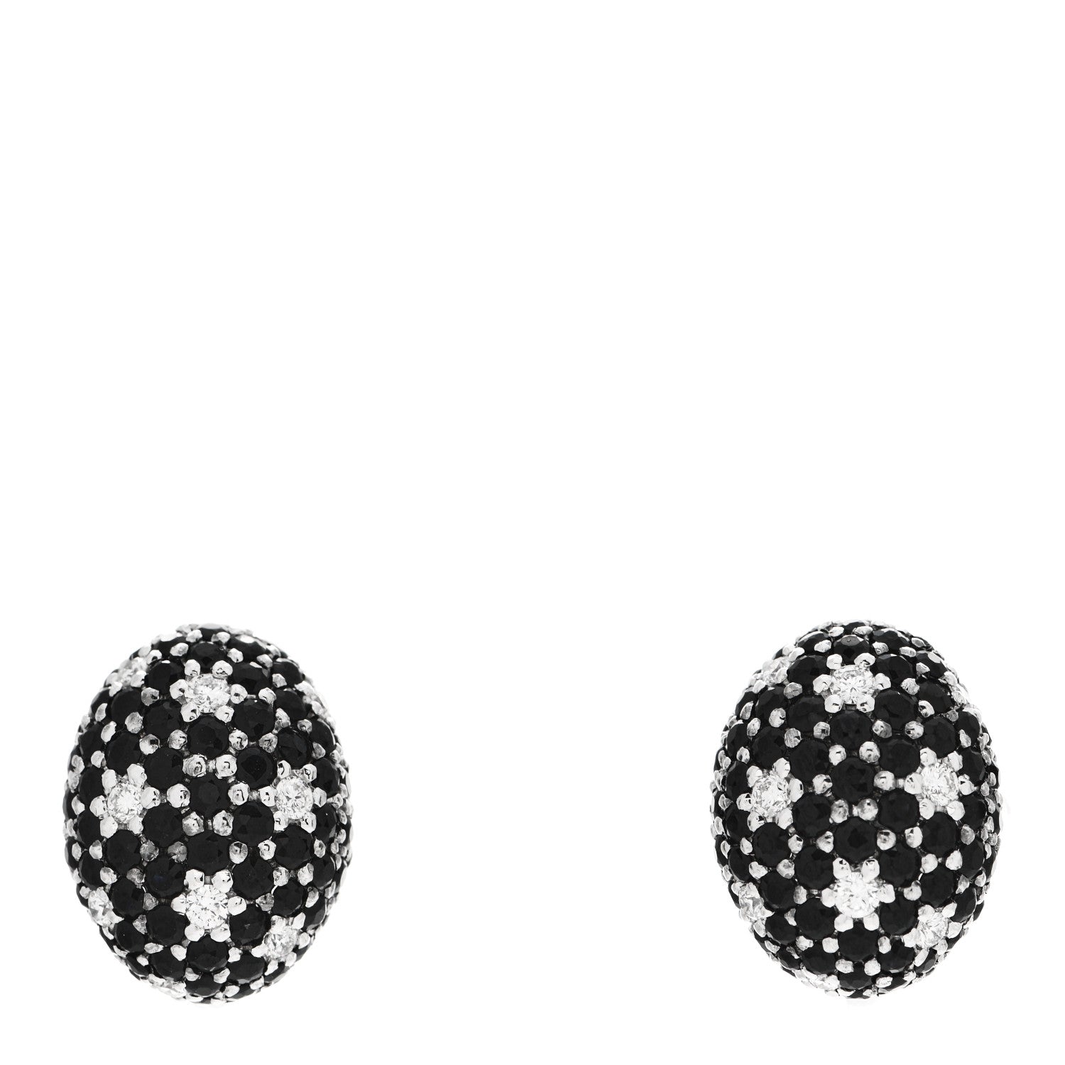 Roberto Coin 18K White Gold Diamond Black Sapphire Fantasia Earrings 1 of 4