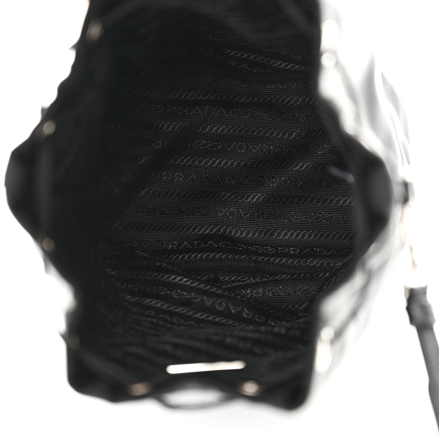 Saffiano Tessuto Nylon Vela Bucket Wristlet Black