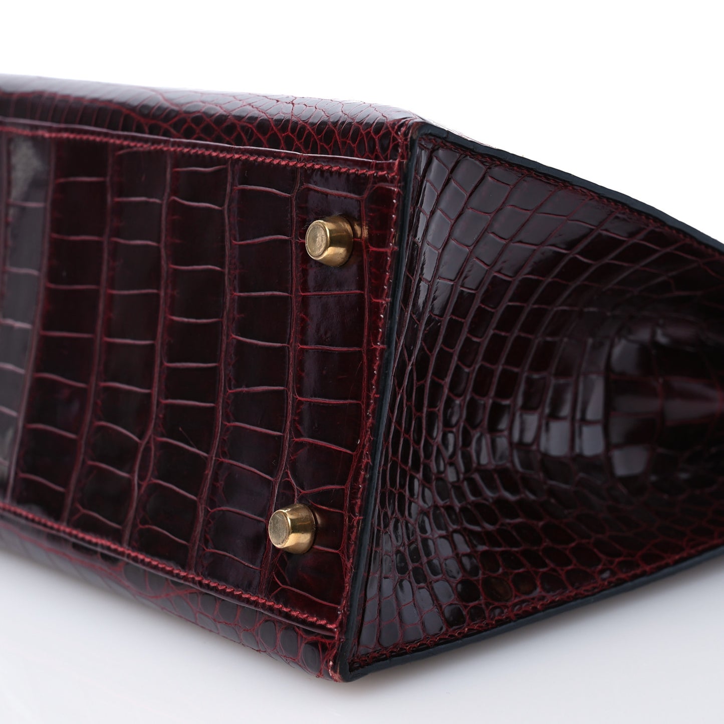 Shiny Porosus Crocodile Kelly Sellier 32 Rouge H