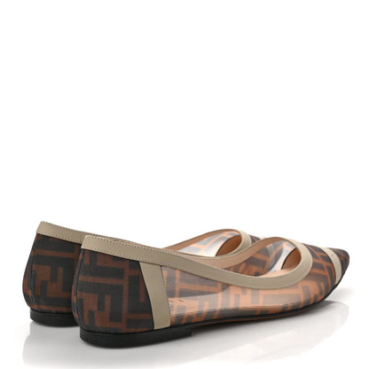 Fendi Mesh FF Skimmer Ballerina Flats 40 Tobacco Moro Black 4 of 9