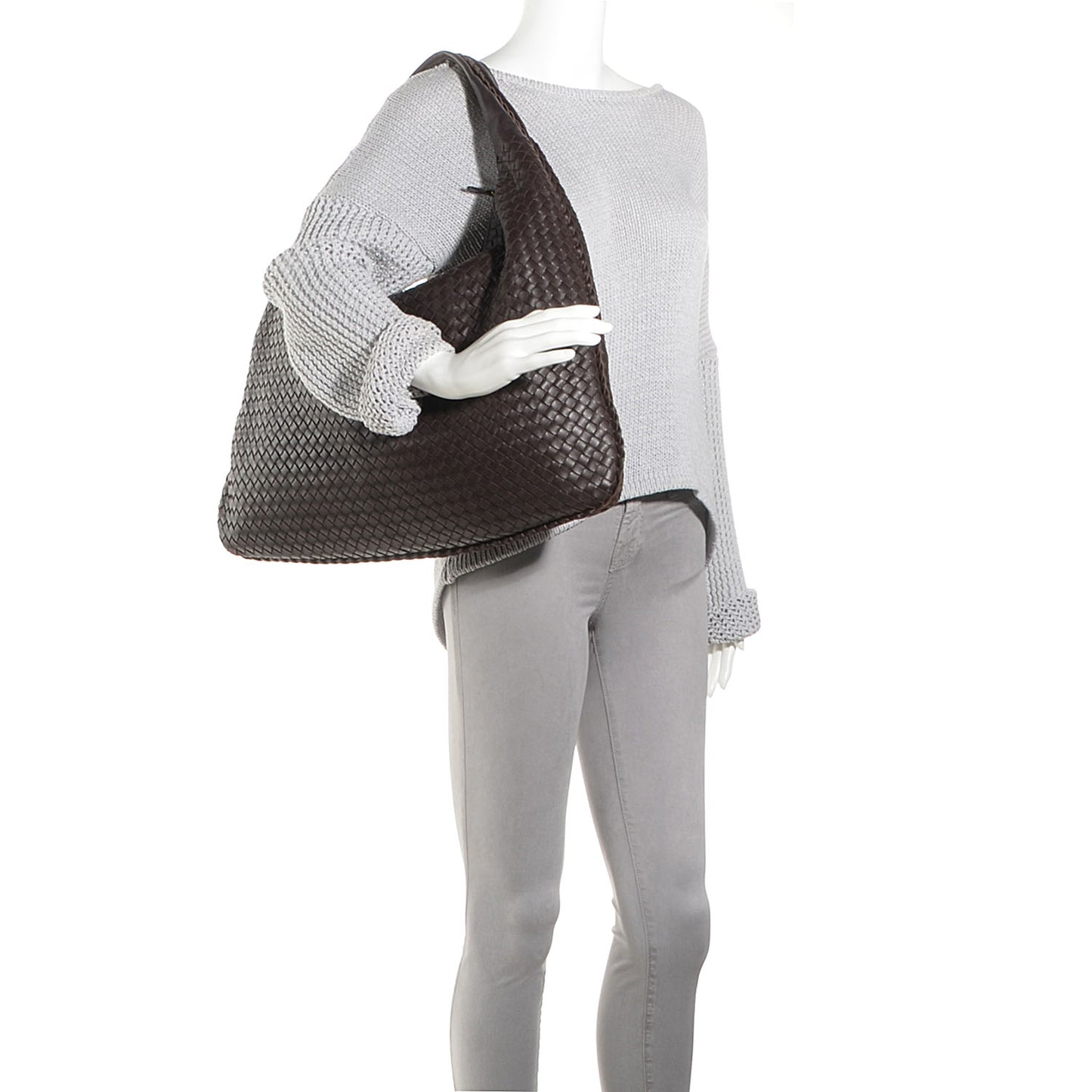 Nappa Intrecciato Maxi Veneta Hobo Ebano