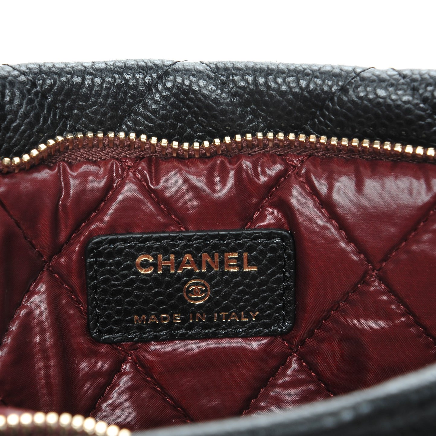 Caviar Quilted CC Beauty Clutch Black