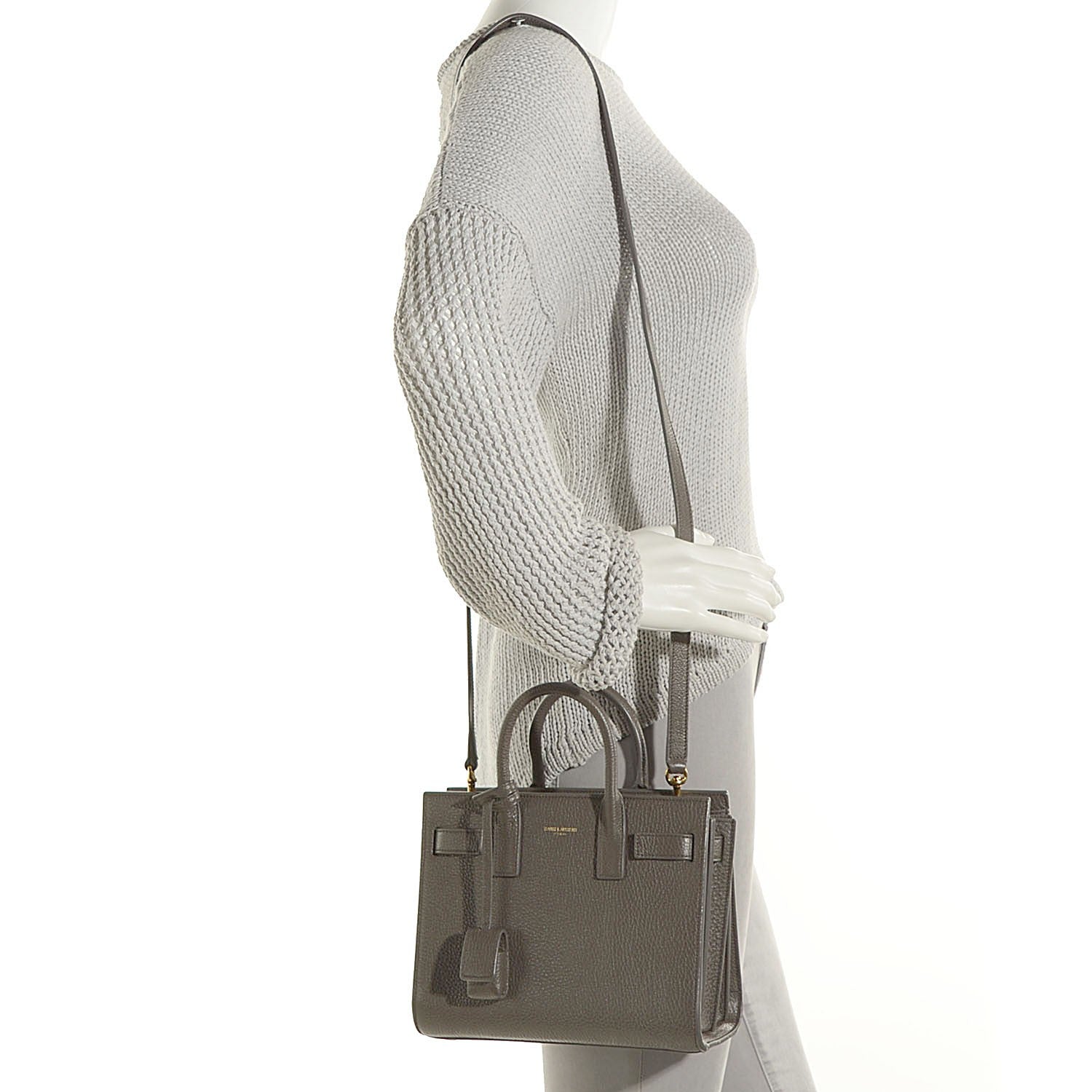 Saint Laurent Grained Calfskin Nano Sac De Jour Earth 2 of 8