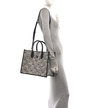 MCM Jacquard Monogram Aren Large Tote Blue 2 of 10