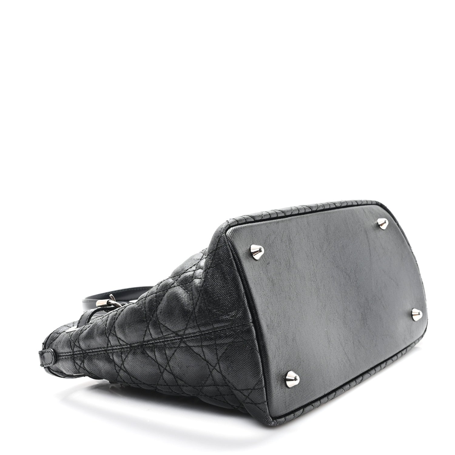 Christian Dior Coated Canvas Cannage Mini Panarea Tote Black 4 of 11