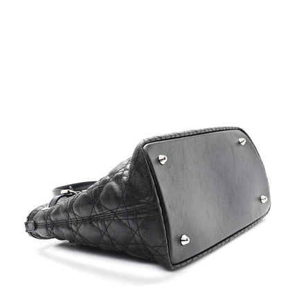 Christian Dior Coated Canvas Cannage Mini Panarea Tote Black 4 of 11