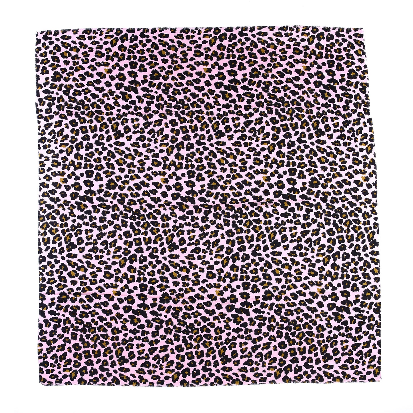 Silk Wool Leopard Print Fringe Shawl Pink Multicolor