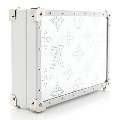 Louis Vuitton Calfskin Mirror Monogram Etched Jewelry Box Trunk White 4 of 9