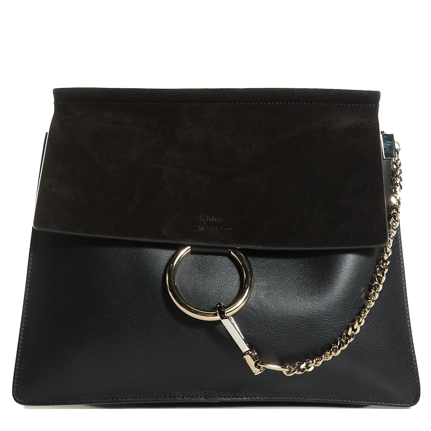 Suede Calfskin Medium Faye Shoulder Bag Black