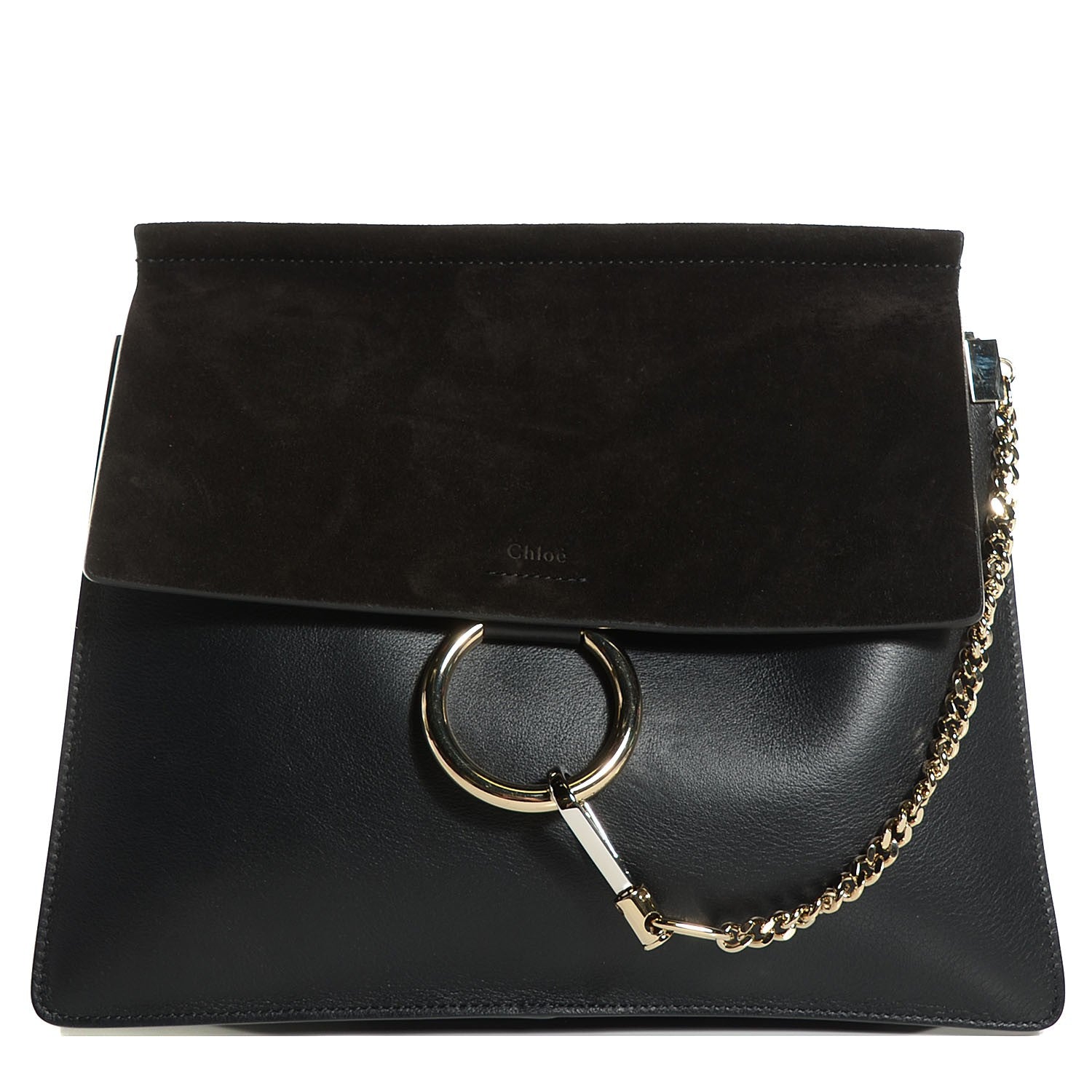 Chloe Suede Calfskin Medium Faye Shoulder Bag Black 1 of 9