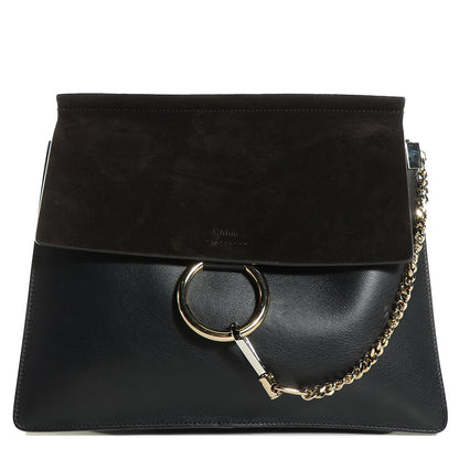 Chloe Suede Calfskin Medium Faye Shoulder Bag Black 1 of 9