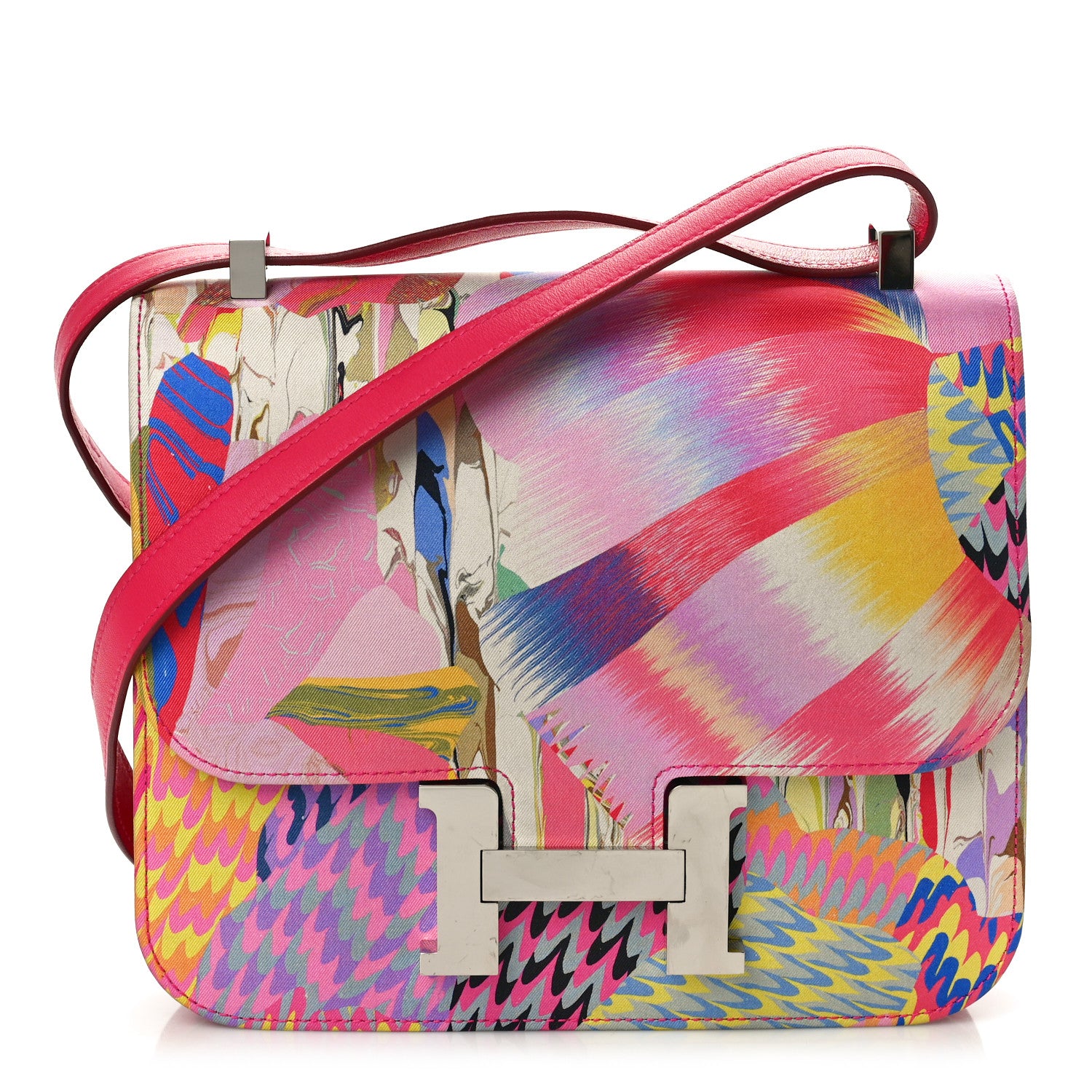 Hermes Swift Silk Marble Printed Constance 24 Rose Azalee Rose Mexico 1 of 11
