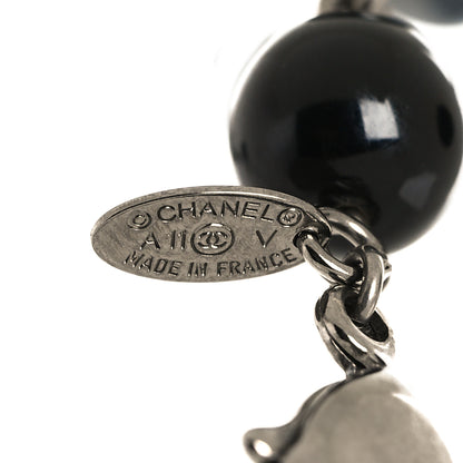 Chanel Ruthenium Pearl Beaded CC Long Necklace Black 5 of 6