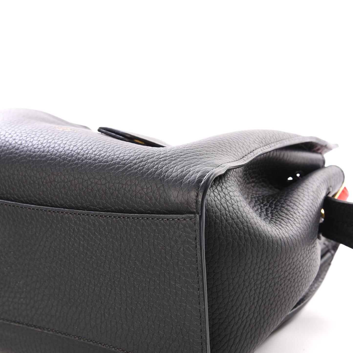 Heavy Grain Small Iris Tote Black Red