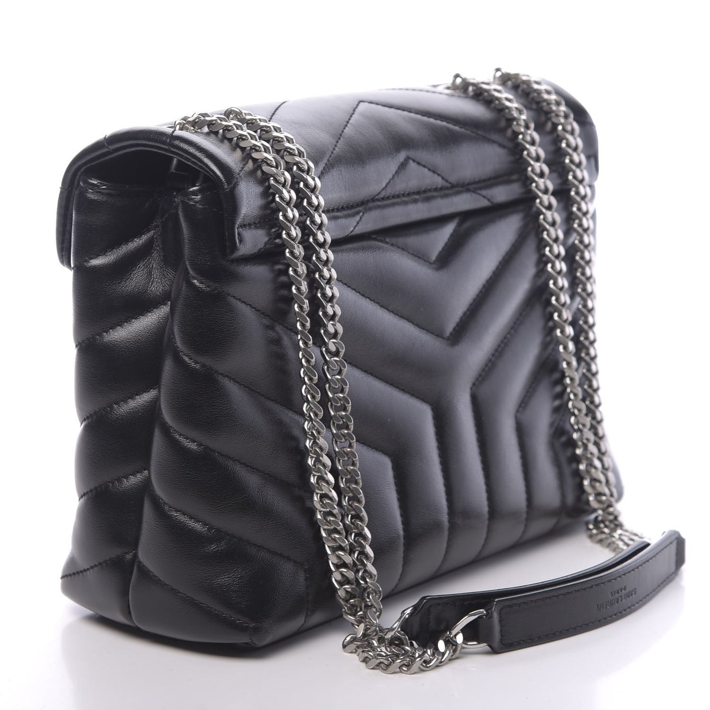 Calfskin Y Quilted Monogram Small Loulou Chain Satchel Black