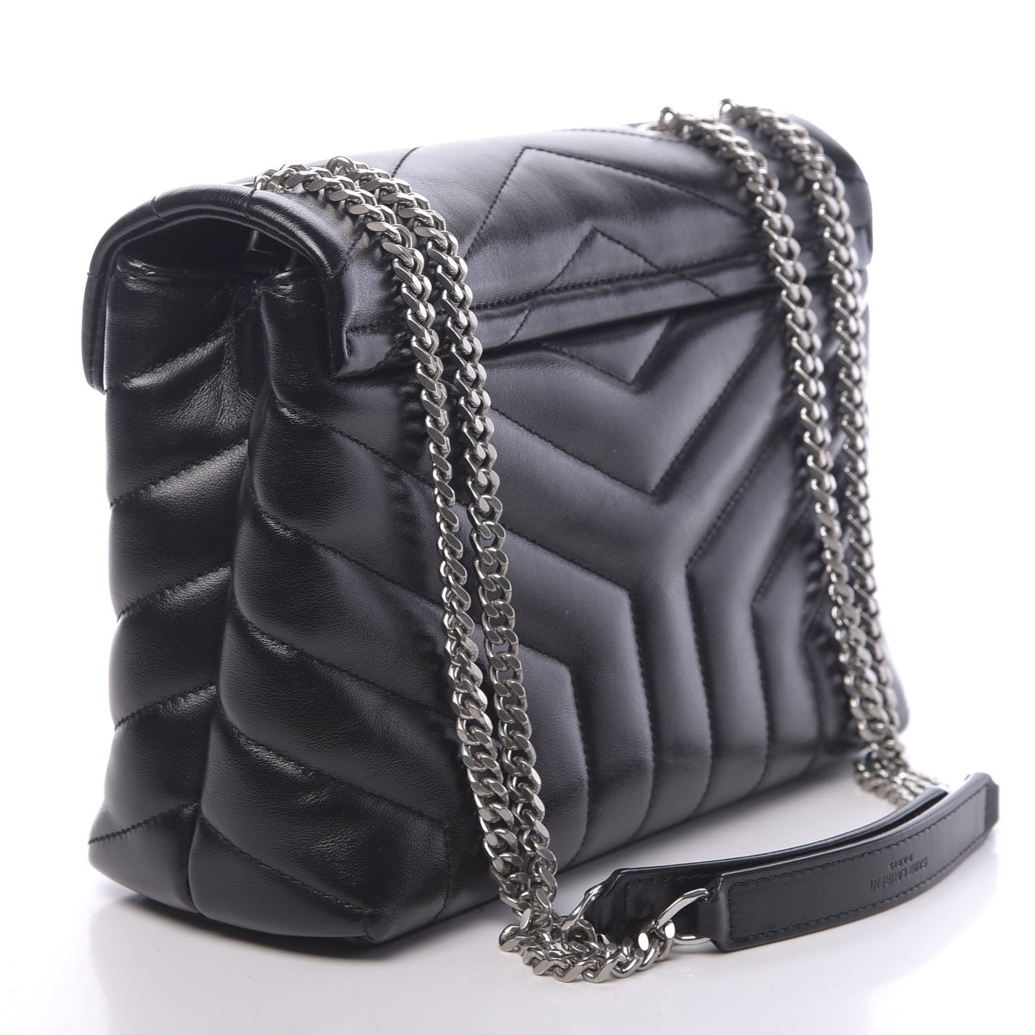 Saint Laurent Calfskin Y Quilted Monogram Small Loulou Chain Satchel Black 3 of 9