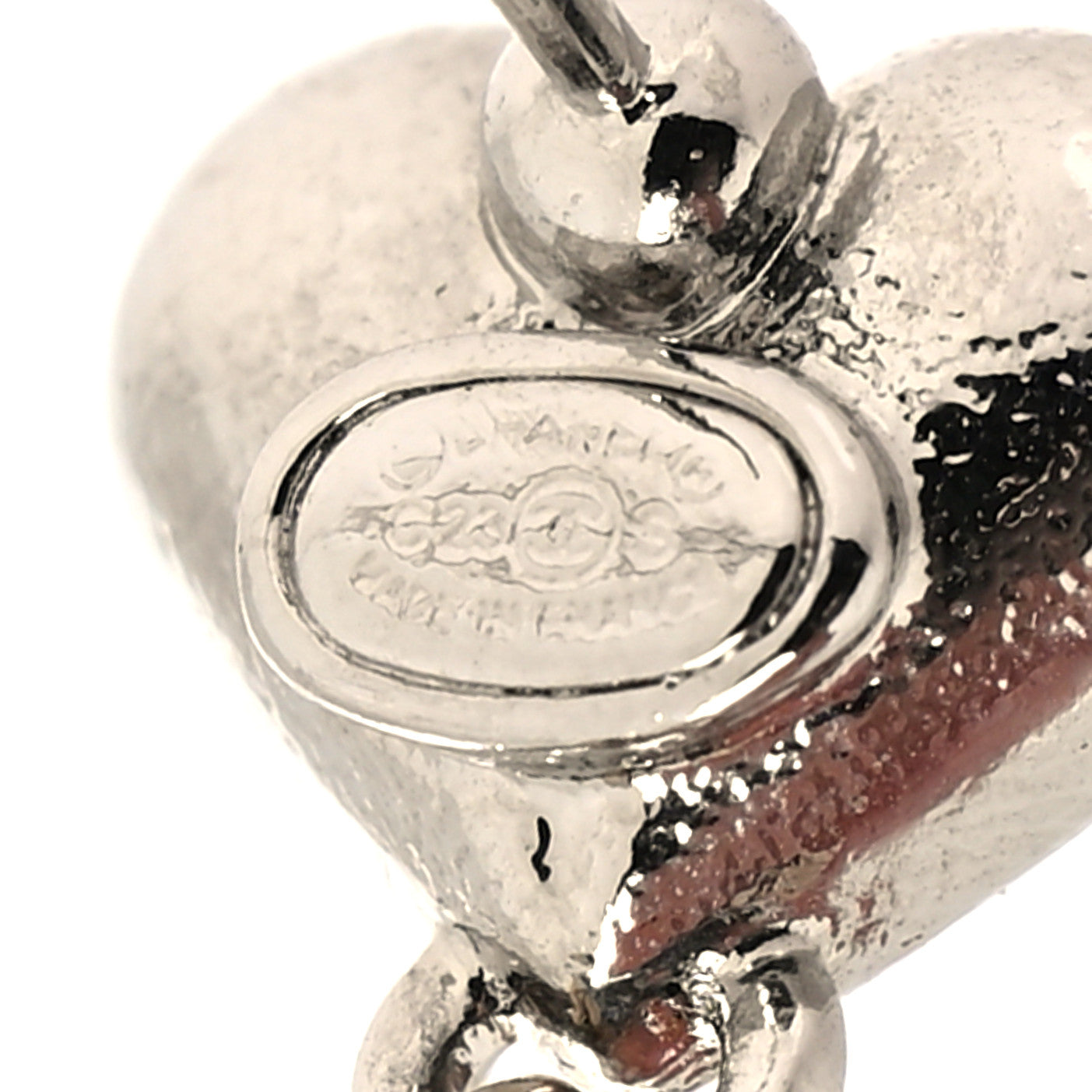 Chanel Crystal CC Heart Drop Earrings Gold Silver 4 of 4