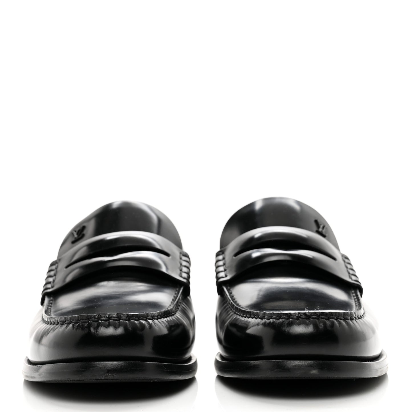 Glazed Calfskin Mens Louis Loafers 8.5 Black