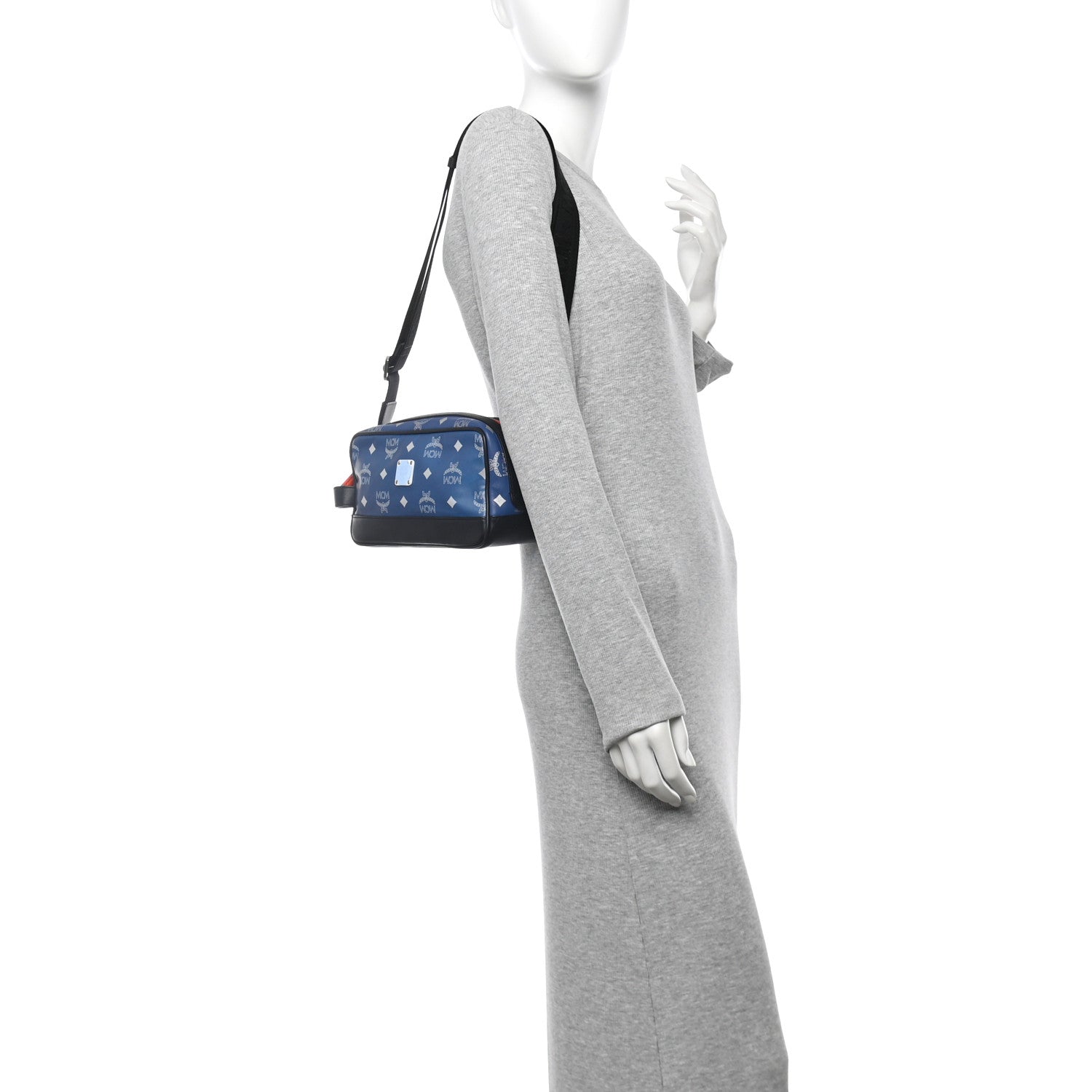MCM Visetos Reflective Nylon Small Crossbody Estate Blue 2 of 9