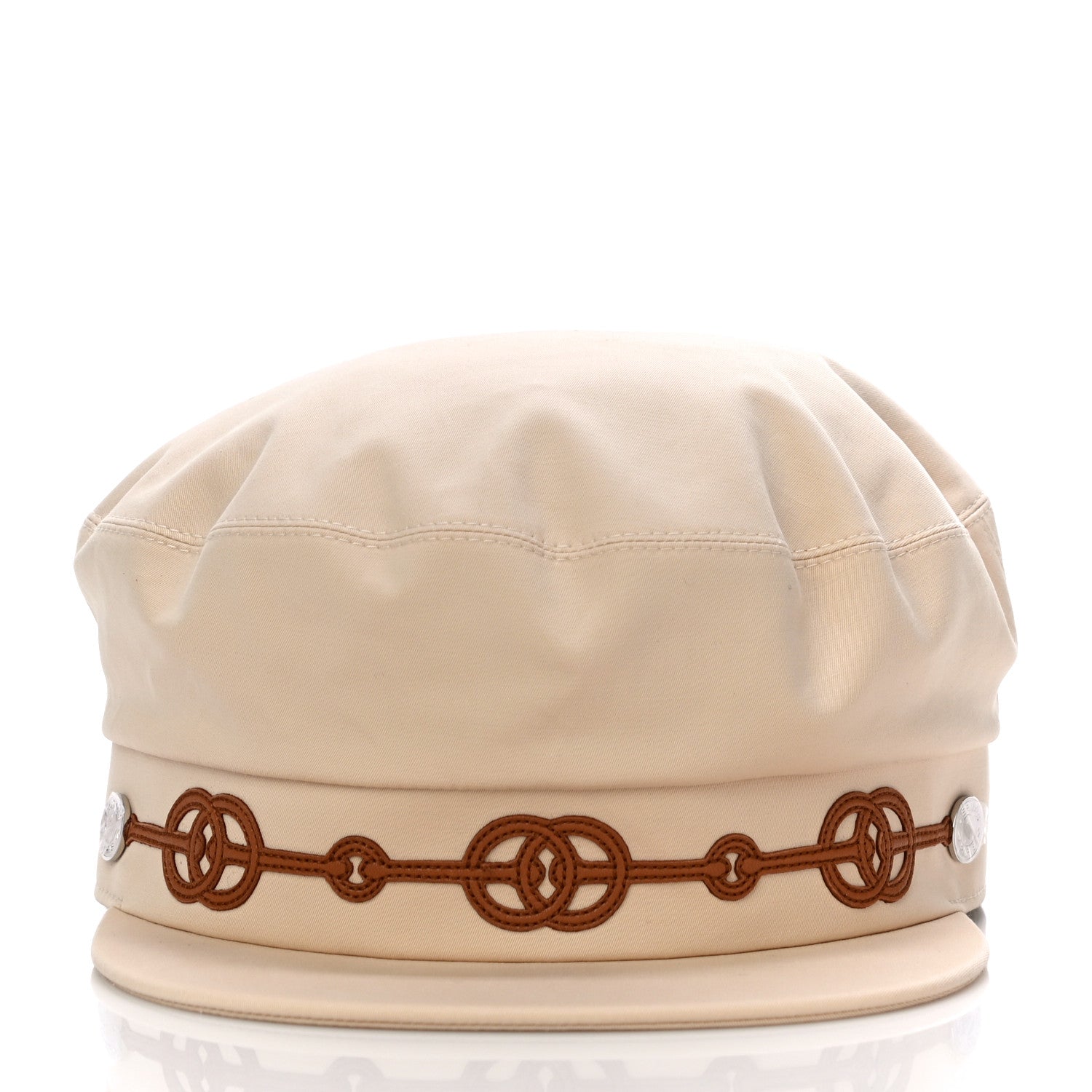 Hermes Double Linen Twill Casquette Cabourg Cliquetis Cap 58 White Creme 2 of 8