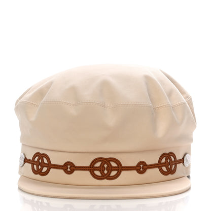 Hermes Double Linen Twill Casquette Cabourg Cliquetis Cap 58 White Creme 2 of 8