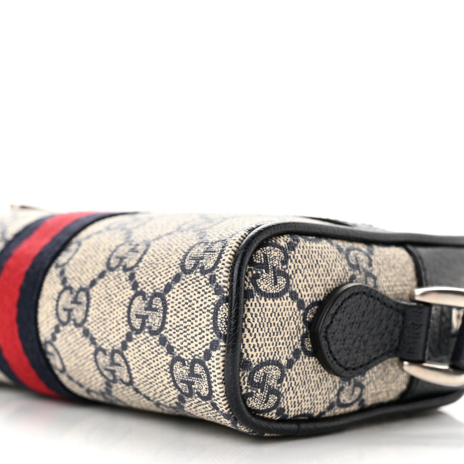 Gucci GG Supreme Monogram Textured Dollar Calfskin Web Mini Ophidia Shoulder Bag Beige Blue 10 of 10