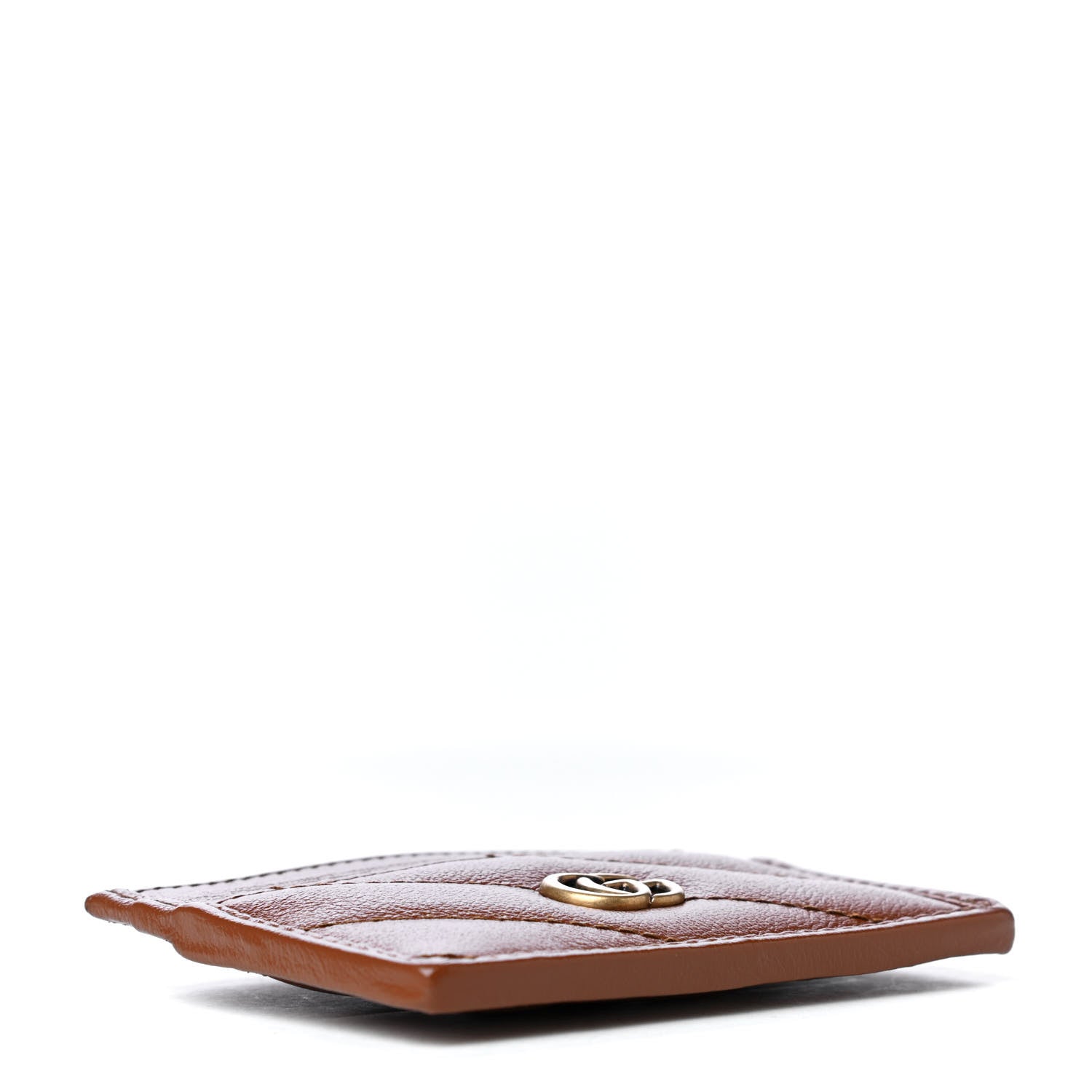 Gucci Azalea Calfskin Matelasse Diagonal GG Marmont Card Holder Cuir 3 of 4