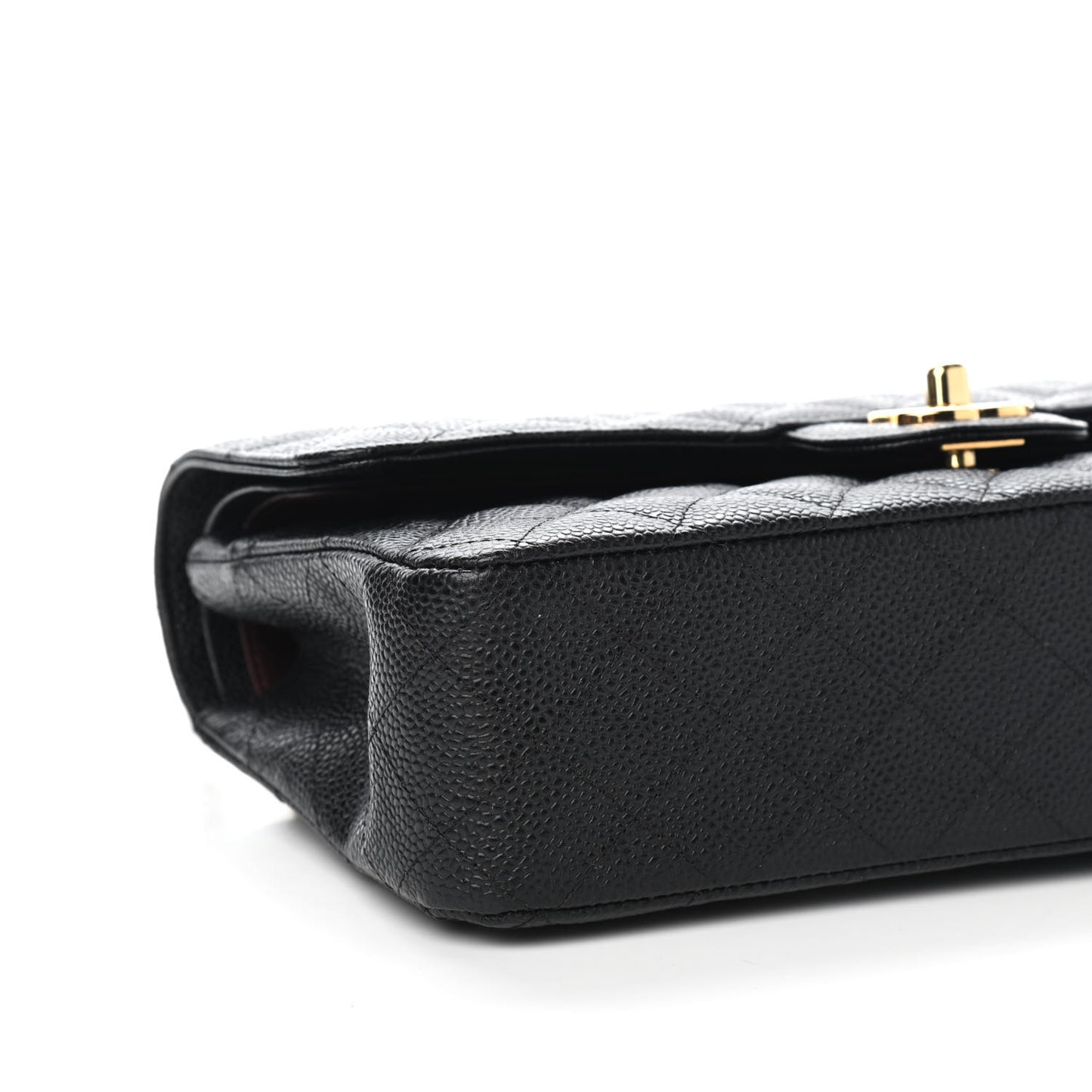 Caviar Quilted Medium Double Flap Black