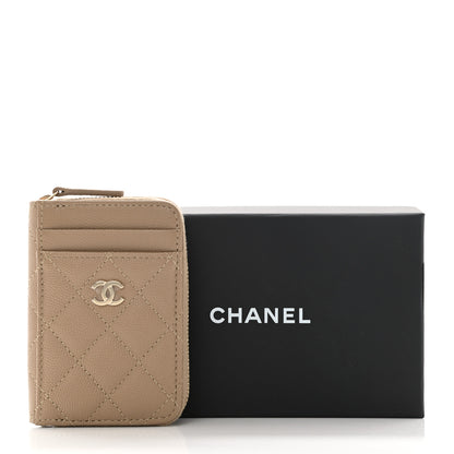 Chanel Caviar Quilted Zip Card Holder Beige 8 of 8