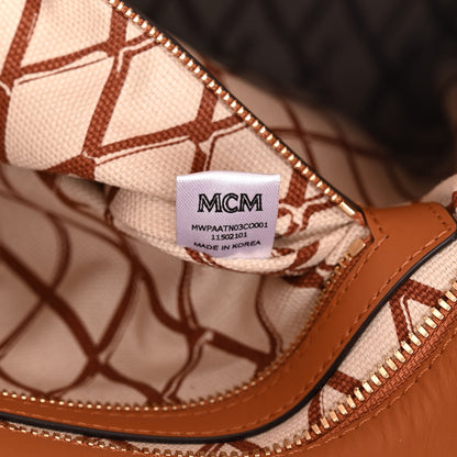 MCM Visetos Toni Shopper Tote Cognac 7 of 10