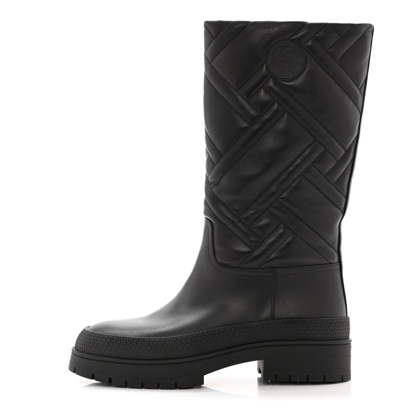 Suede Goatskin Quilted Fuji Boots 37 Black
