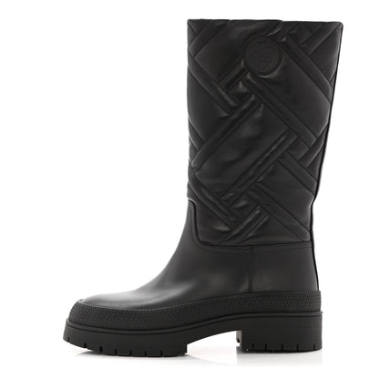 Hermes Suede Goatskin Quilted Fuji Boots 37 Black 1 of 9