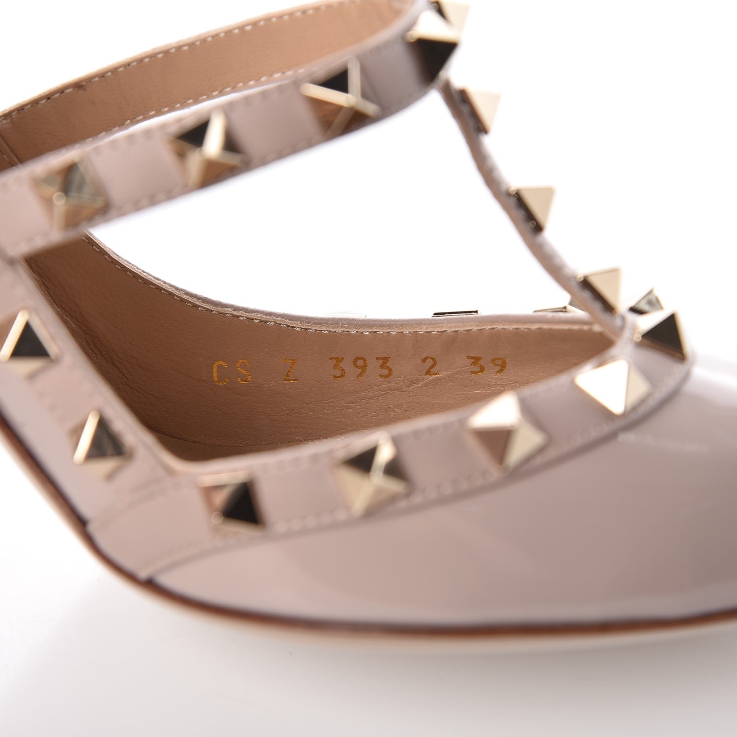 Valentino Garavani Patent Rockstud Ankle Strap Pumps 39 Poudre 8 of 9