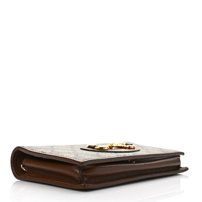 Gucci GG Supreme Monogram Azalea Calfskin Horsebit 1955 Wallet On Chain Beige Ebony Brown Sugar 4 of 8
