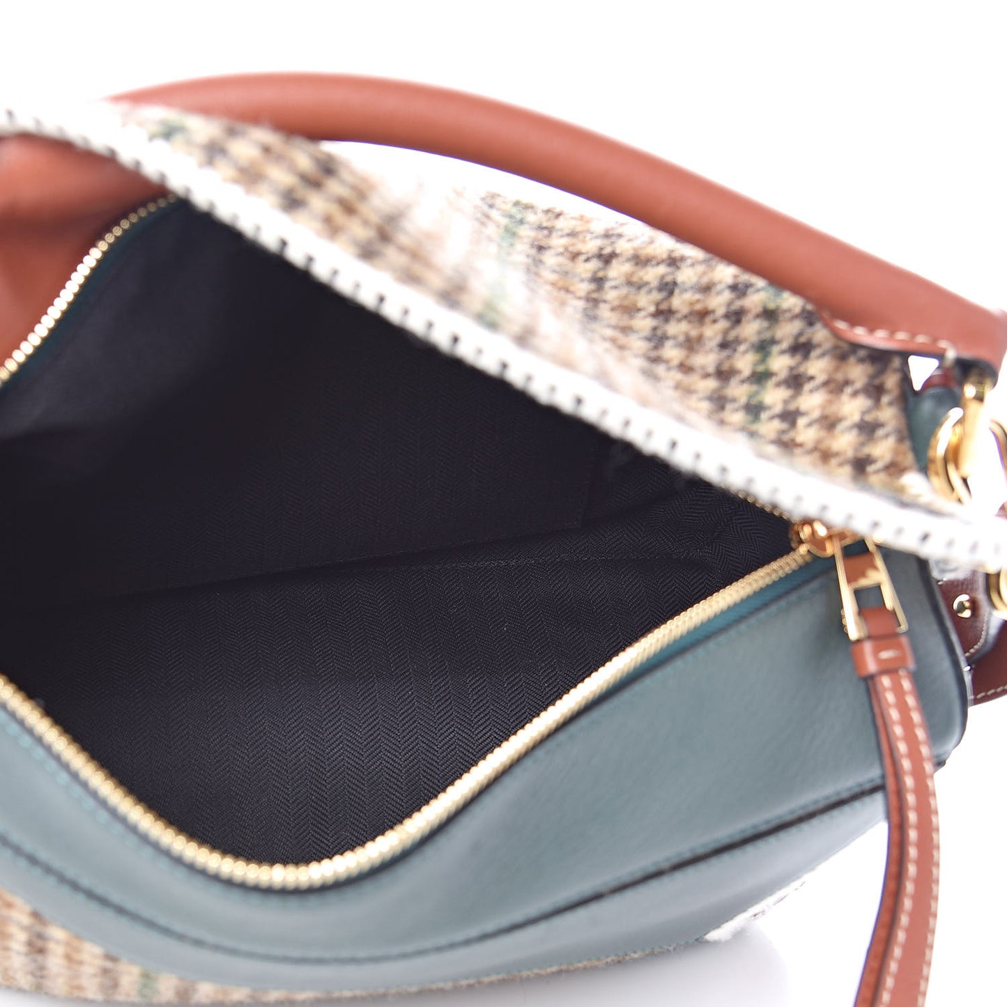 Tweed Calfskin Medium Puzzle Bag Emerald
