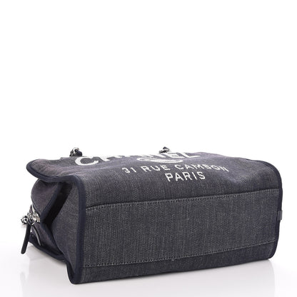 Chanel Denim Deauville Bowling Bag Dark Blue 4 of 7