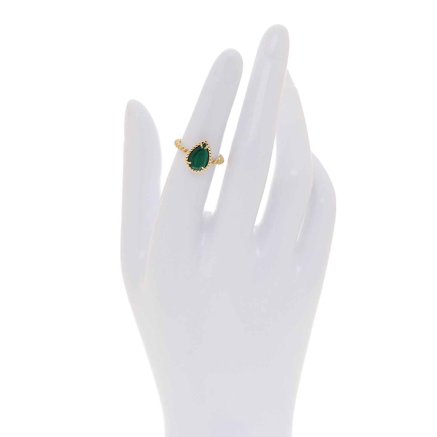 Boucheron 18K Yellow Gold Malachite Small Serpent Boheme Ring 50 5.25 2 of 5
