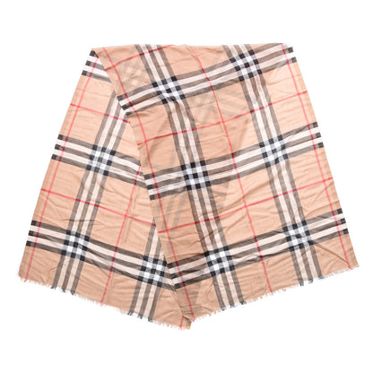 Burberry Wool Silk Gauze Giant Check Lightweight Scarf Camel 2 of 5