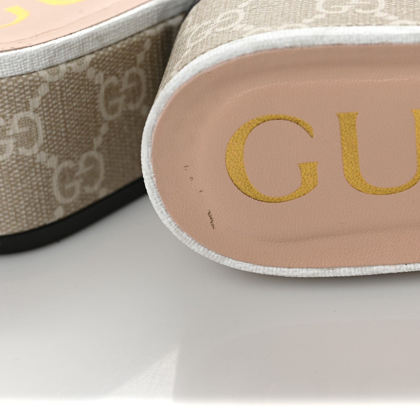 GG Supreme Monogram Malaga Kid Platform Mule Sandals 39 White Mystic White