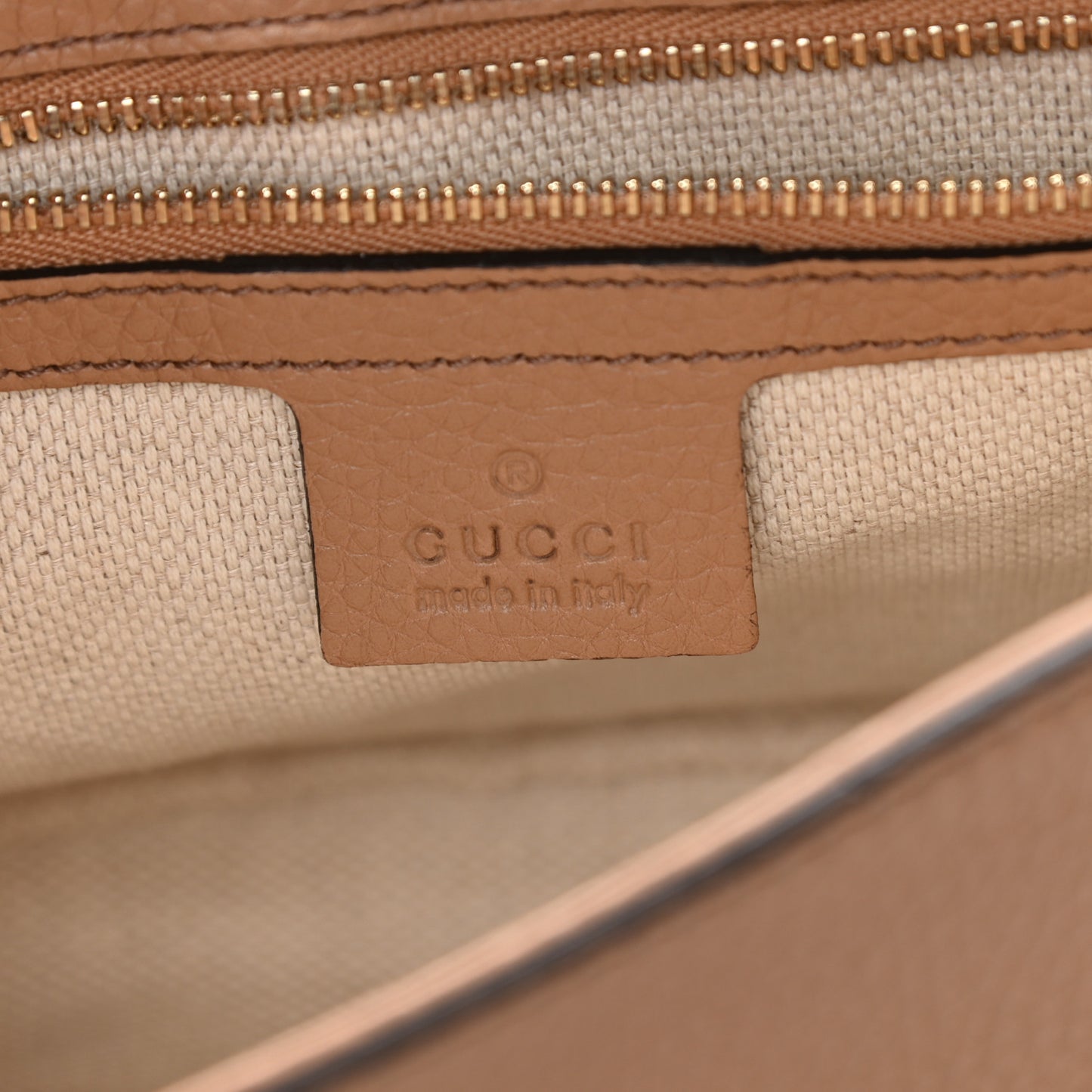 Pebbled Calfskin Medium Soho Flap Crossbody Camelia