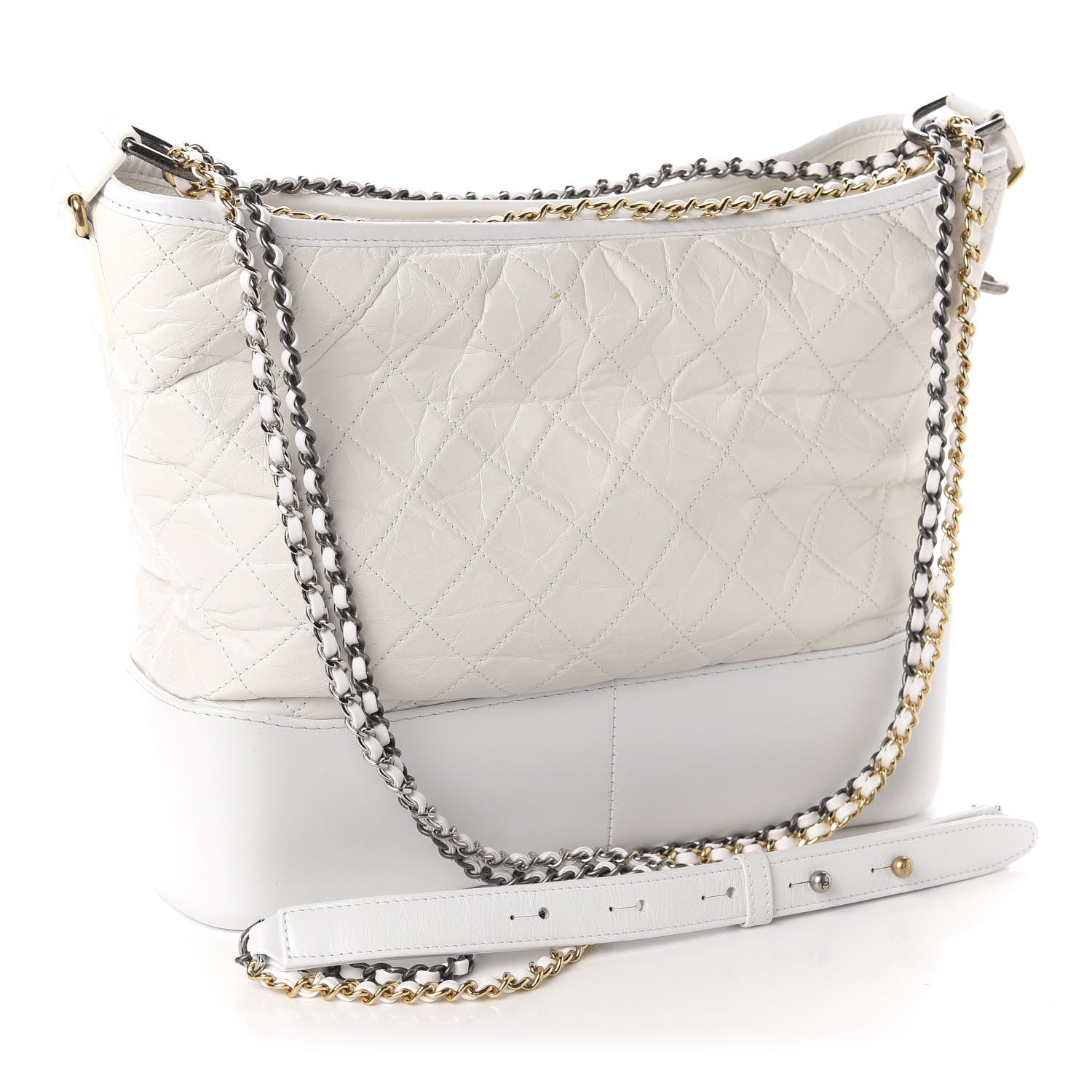 Chanel Aged Calfskin Quilted Large Gabrielle Hobo White 3 of 10