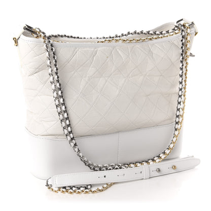 Chanel Aged Calfskin Quilted Large Gabrielle Hobo White 3 of 10