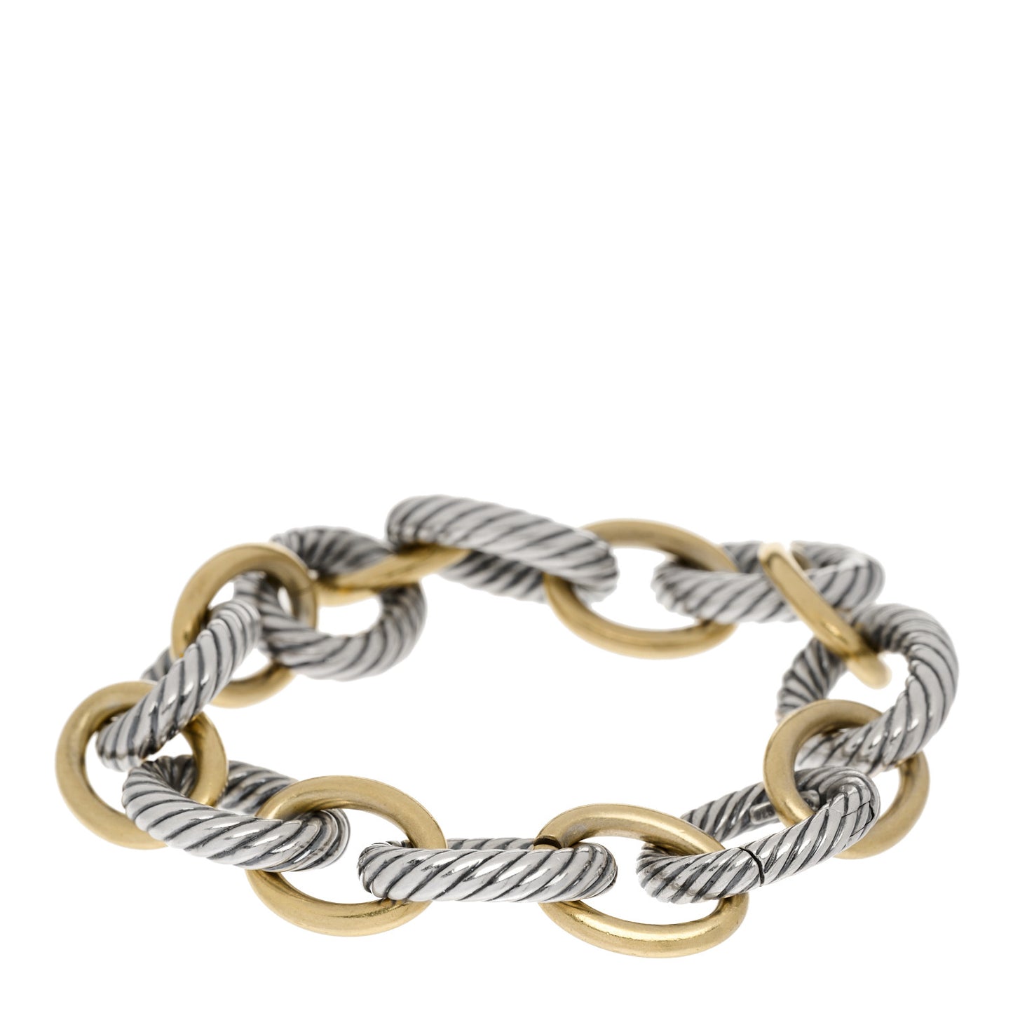 Sterling Silver 18K Yellow Gold 19mm Extra Large Oval Link Bracelet