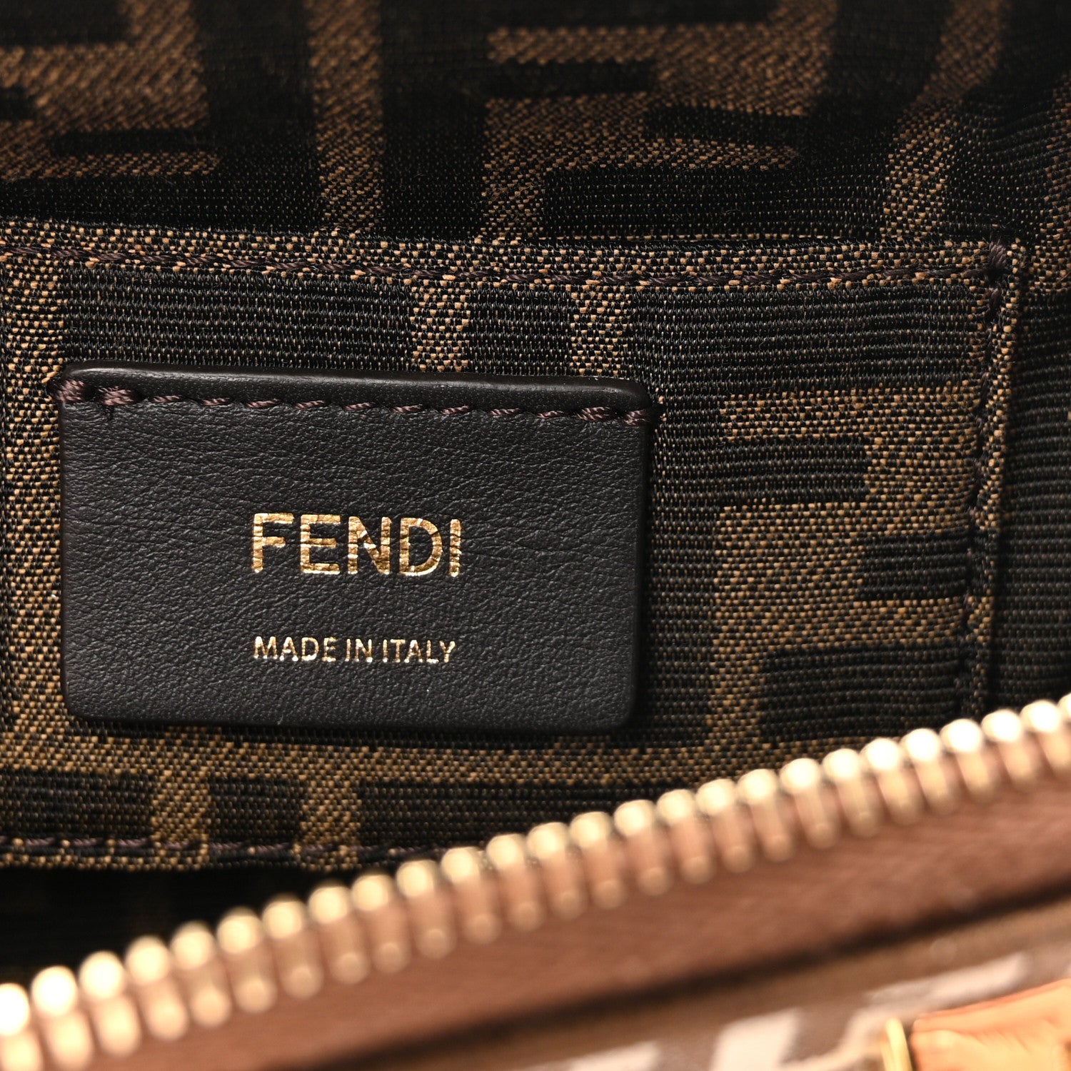 Fendi Vitello Grace Jacquard FF Mini By The Way Top Handle Boston Bag  Gianduia Panna 6 of 10