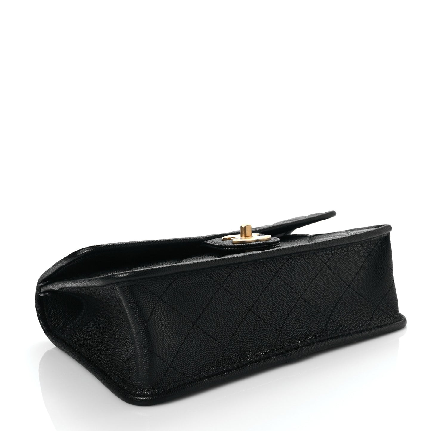 Caviar Quilted School Memory Small Top Handle Flap Black