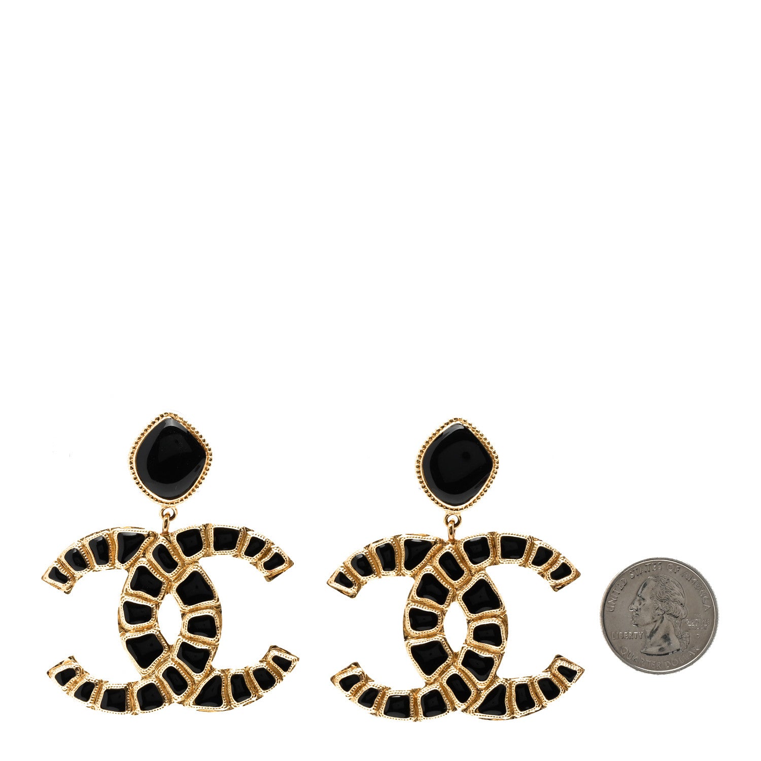 Chanel Resin Along The Nile CC Clip On Earrings Gold Black 2 of 4