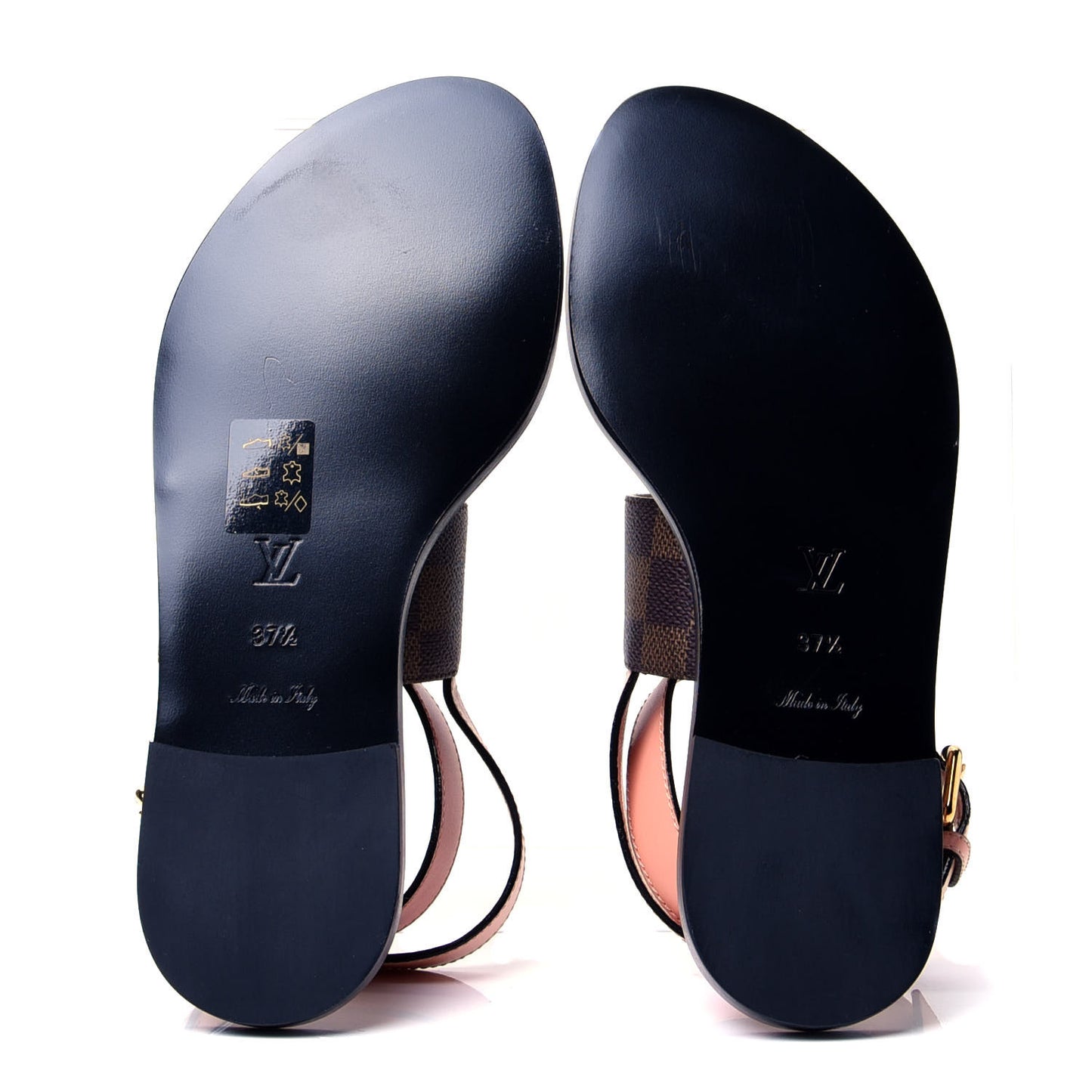 Calfskin Damier Ebene Passenger Flat Sandals 37.5 Venus Pink