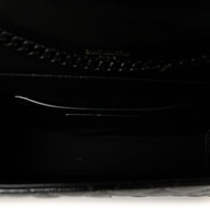 Saint Laurent Grain De Poudre Textured Mixed Matelasse Triquilt Small Monogram Monochrome Satchel Black 5 of 10